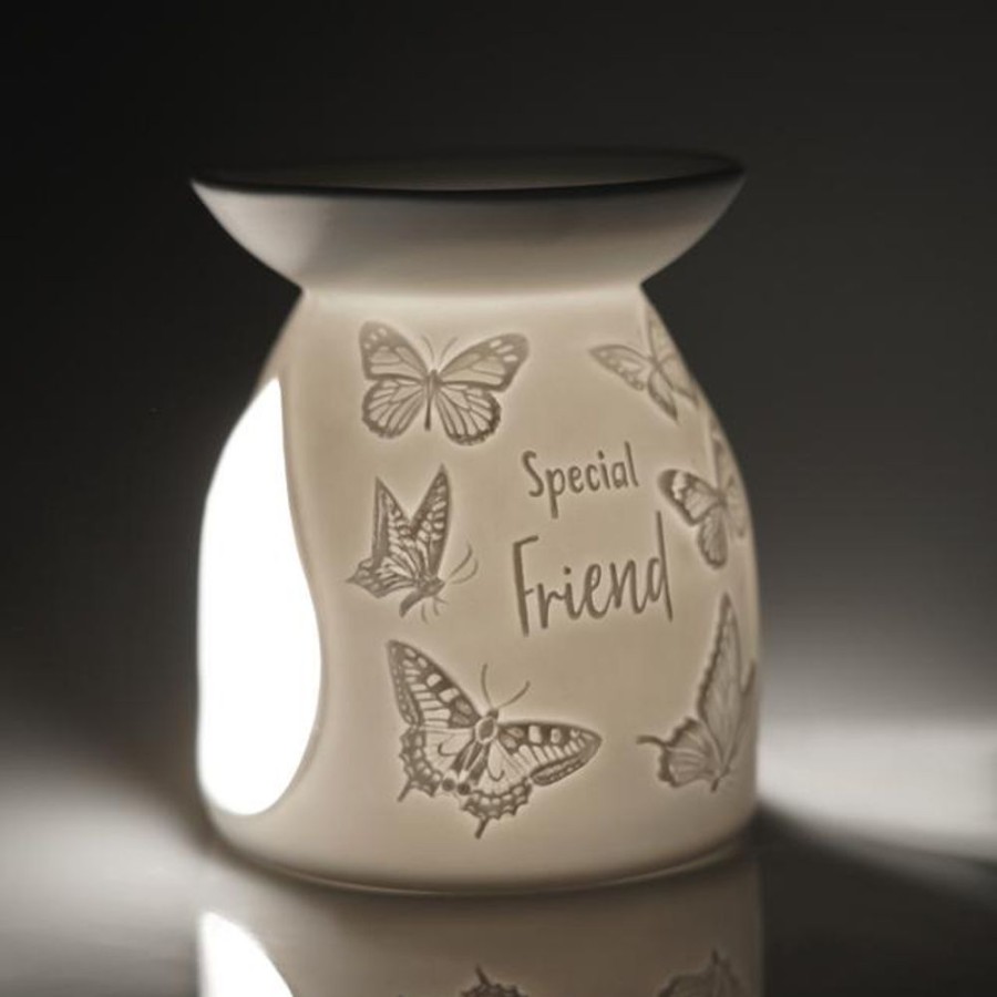 Home Fragrance Collectables Tealight Wax Melt Burners | Cello Porcelain Tealight Burner - Special Friend Butterfly