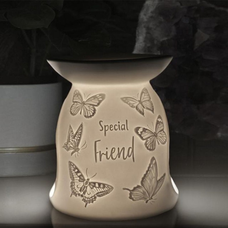 Home Fragrance Collectables Tealight Wax Melt Burners | Cello Porcelain Tealight Burner - Special Friend Butterfly