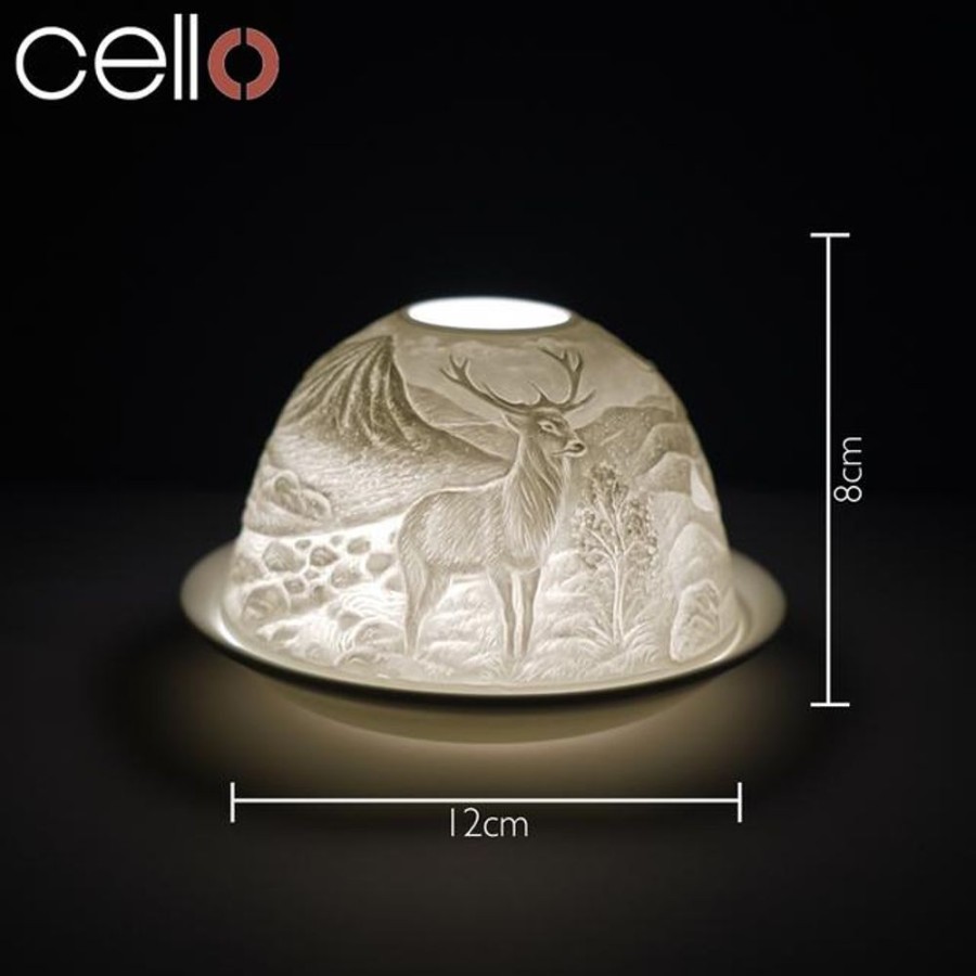 Home Fragrance Cello Tealight Domes | Cello Highland Stag Porcelain Tealight Holder Dome