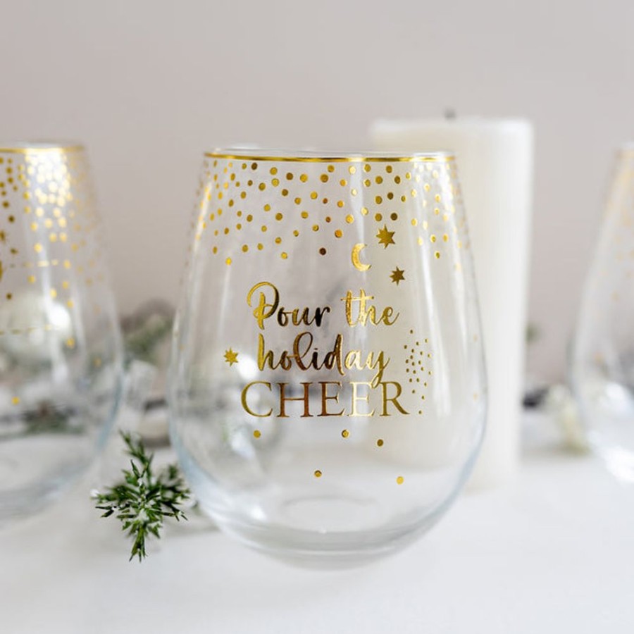 Homeware Splosh Glassware | Splosh Stemless Glass - Pour The Holiday Cheer