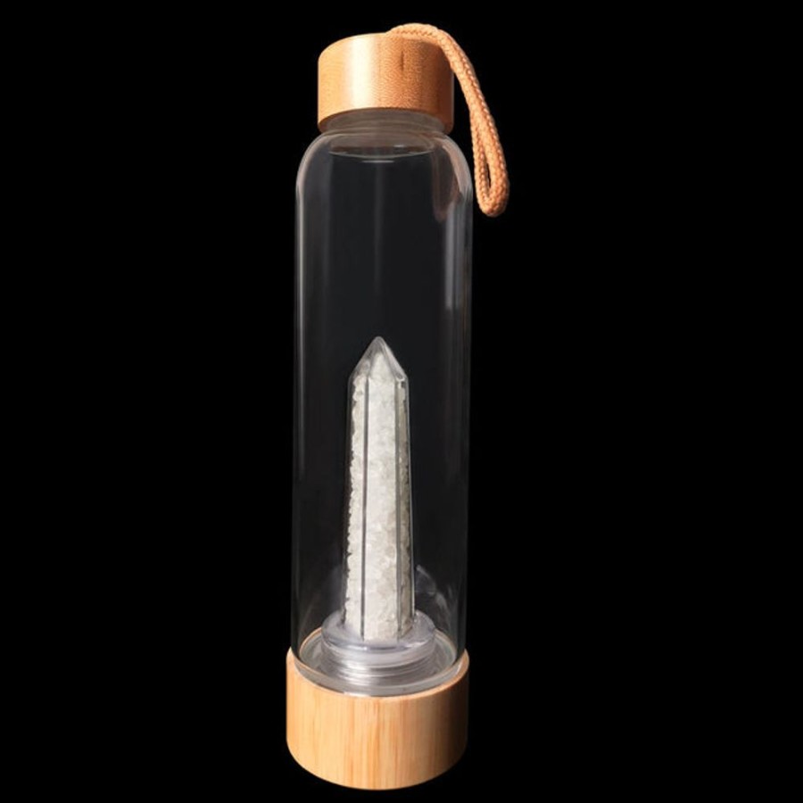 Homeware Cello Gemstone Drinking Flasks | Bamboo Crystal Drinking Flask - Quartz Chips