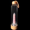 Homeware Cello Gemstone Drinking Flasks | Bamboo Crystal Drinking Flask - Rose Quartz Chips