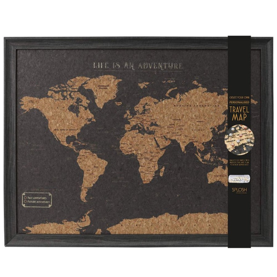 Homeware Splosh Travel Boards | Splosh Travel Map - World Map - Small - Black