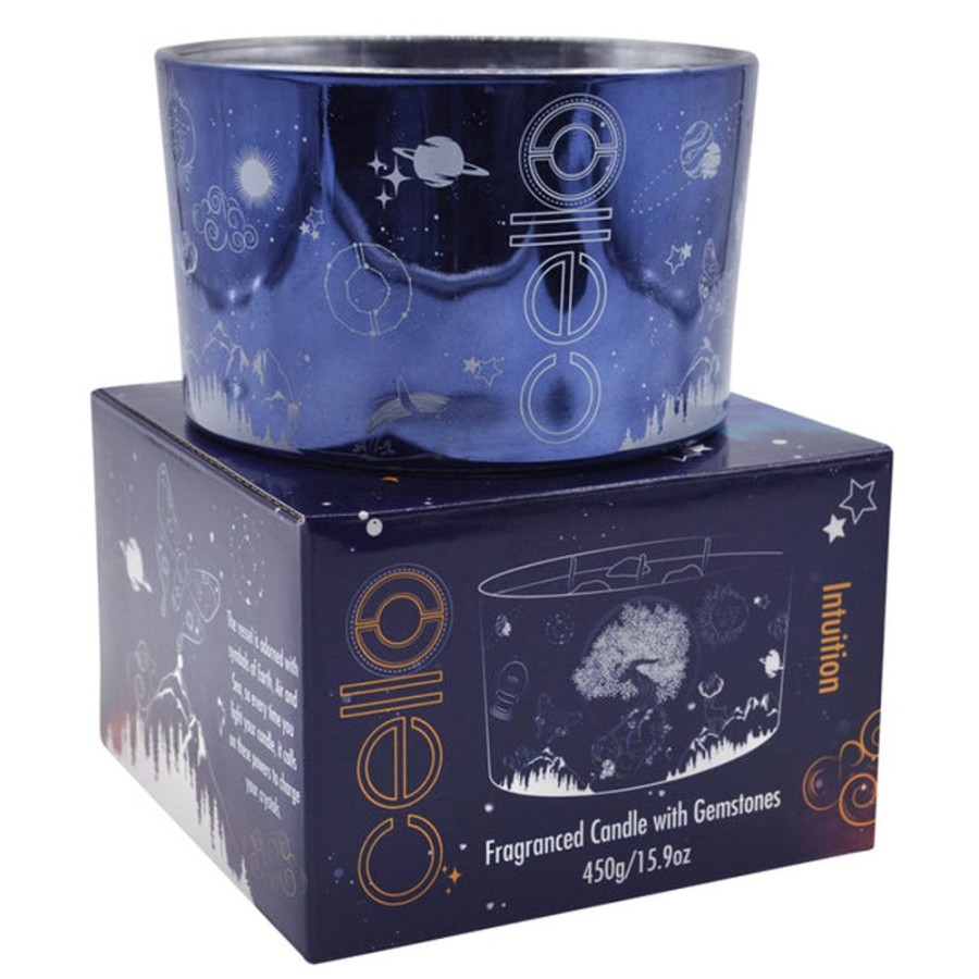 Homeware Cello Celestial Lamps | Large Intuition Gemstone Candle With Lazurite Gems