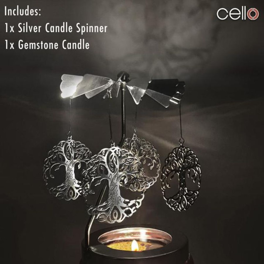 Home Fragrance Cello Gemstone Candles | Cello Gemstone Candle With Spinner - Clear Quartz