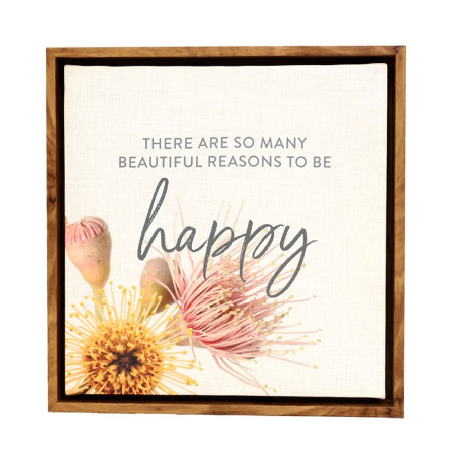 Homeware Splosh Frames | Splosh Flourish Happy Framed Canvas 34X34