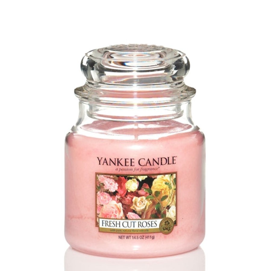 Home Fragrance Yankee Medium Candle Jars | Yankee Candle Fresh Cut Roses Medium Jar