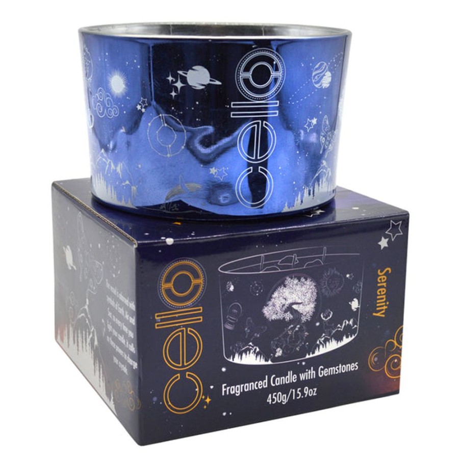 Homeware Cello Celestial Lamps | Large Serenity Gemstone Candle With Amethyst Gems