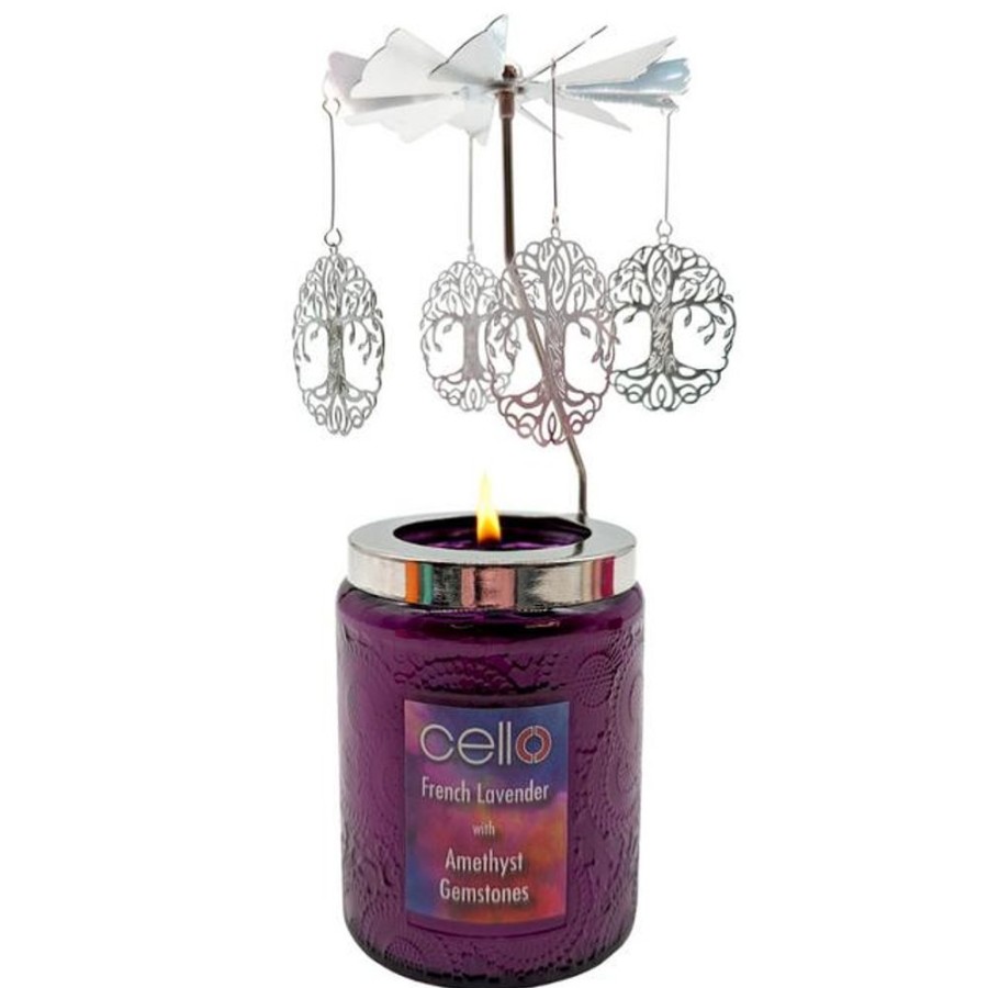 Home Fragrance Cello Gemstone Candles | Cello Gemstone Candle With Spinner - Amethyst