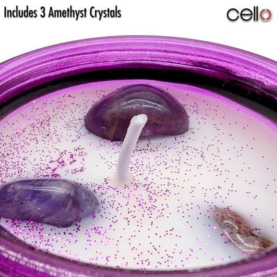 Home Fragrance Cello Gemstone Candles | Cello Gemstone Candle With Spinner - Amethyst