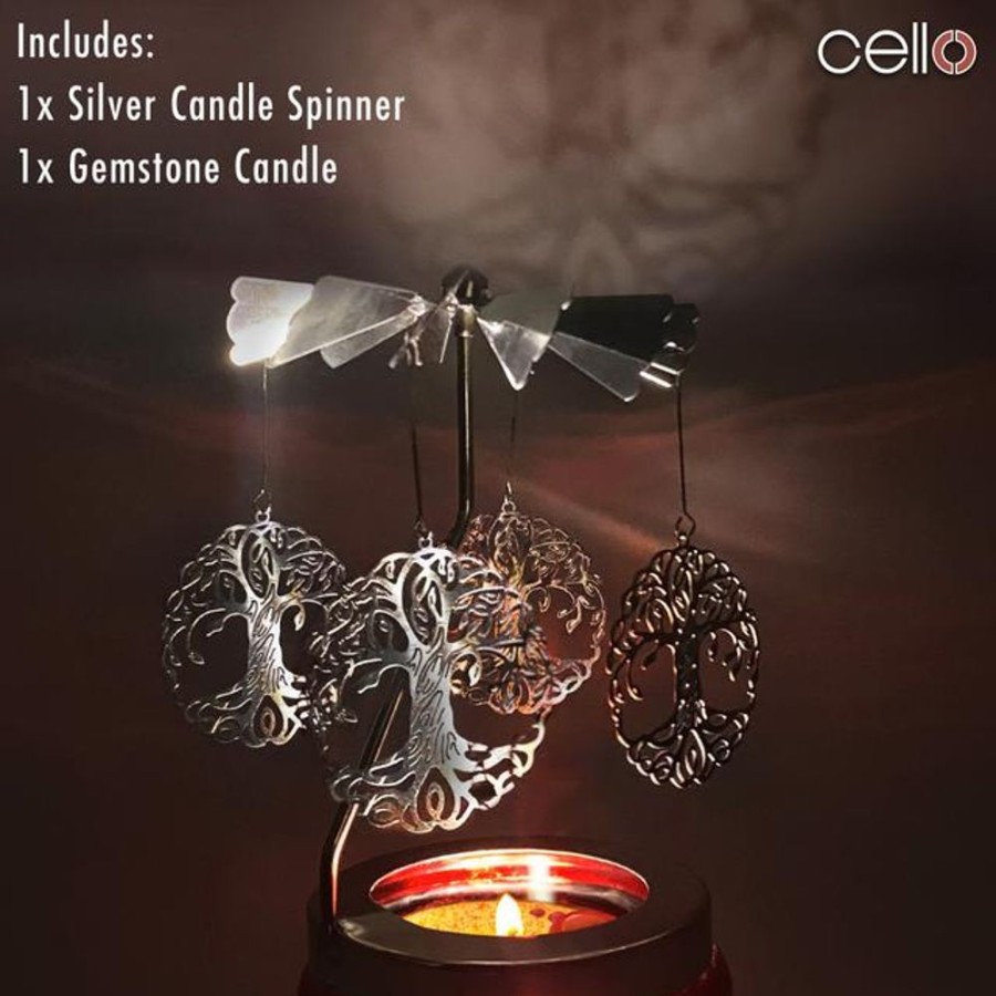 Home Fragrance Cello Gemstone Candles | Cello Gemstone Candle With Spinner - Cherry Quartz