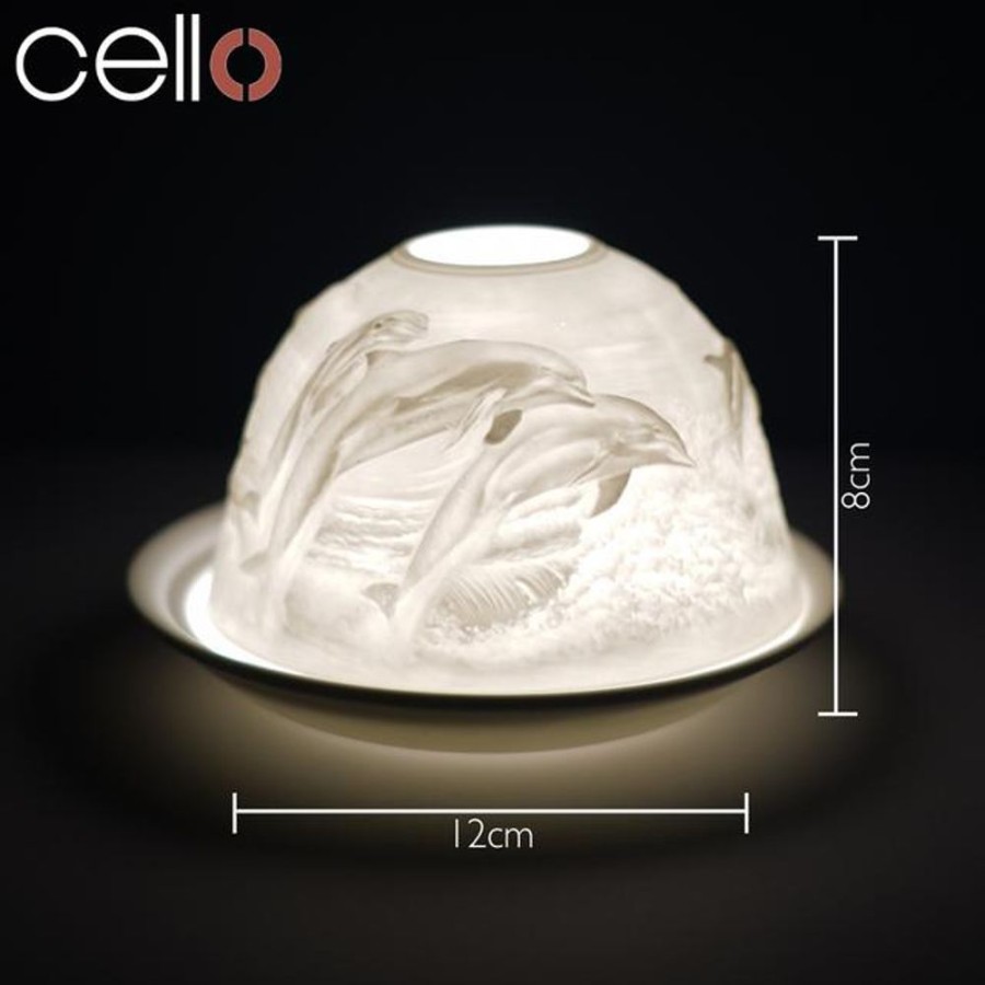 Home Fragrance Cello Tealight Domes | Cello Porcelain Tealight Holder Dome - Dolphin