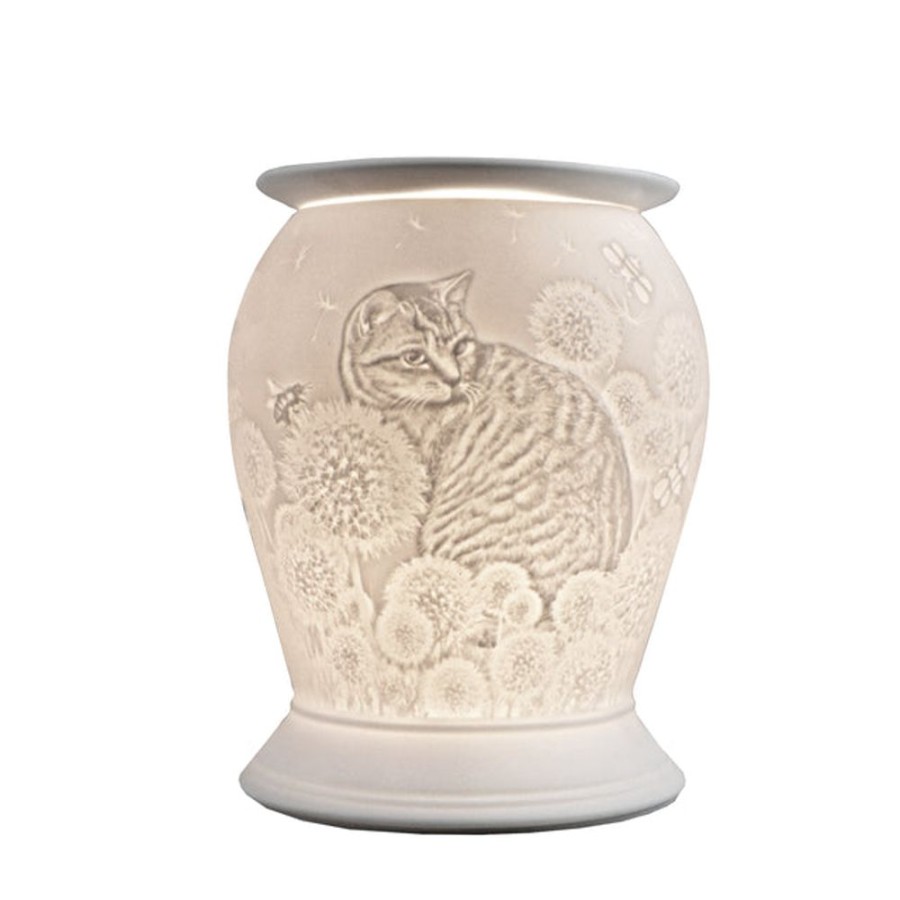 Home Fragrance Cello Electric Wax Melt Burners | Cello Porcelain Electric Wax Burner Barrel - Cat