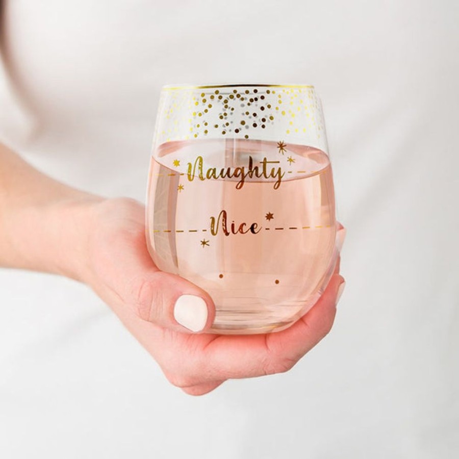 Homeware Splosh Glassware | Splosh Stemless Glass - Naughty & Nice