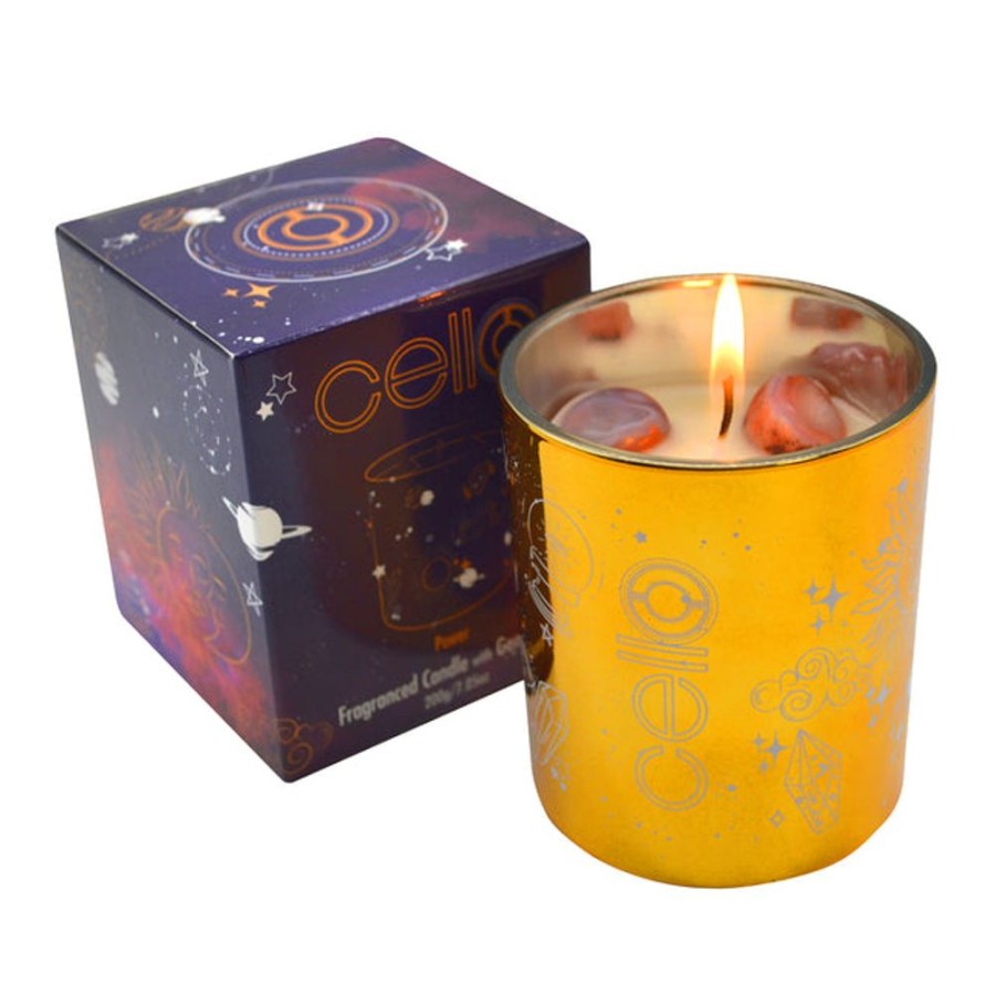 Homeware Cello Celestial Lamps | Power Gemstone Candle - Red Agate | Meditation Incense