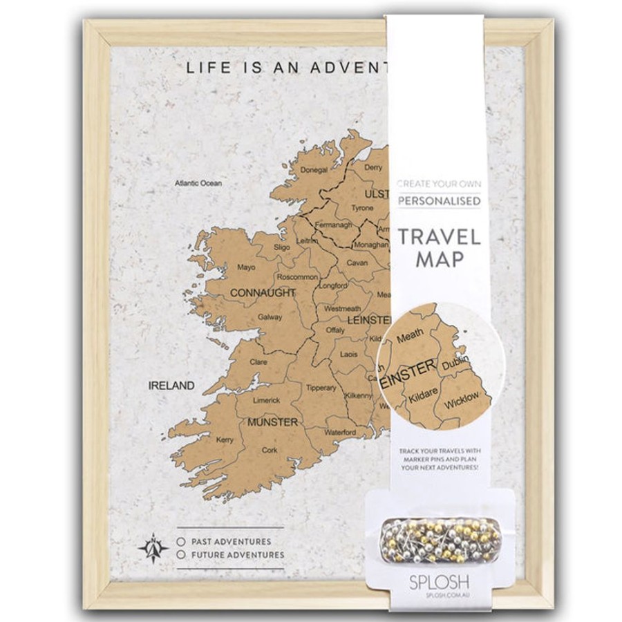 Homeware Splosh Travel Boards | Splosh Travel Map - Ireland Map - Desk - White