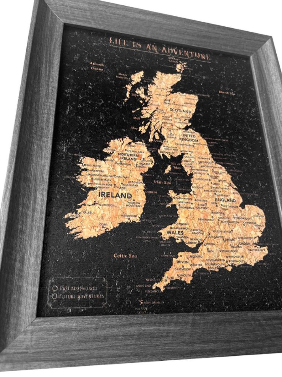 Homeware Splosh Travel Boards | Splosh Travel Map - Uk & Ireland Map - Desk - Black