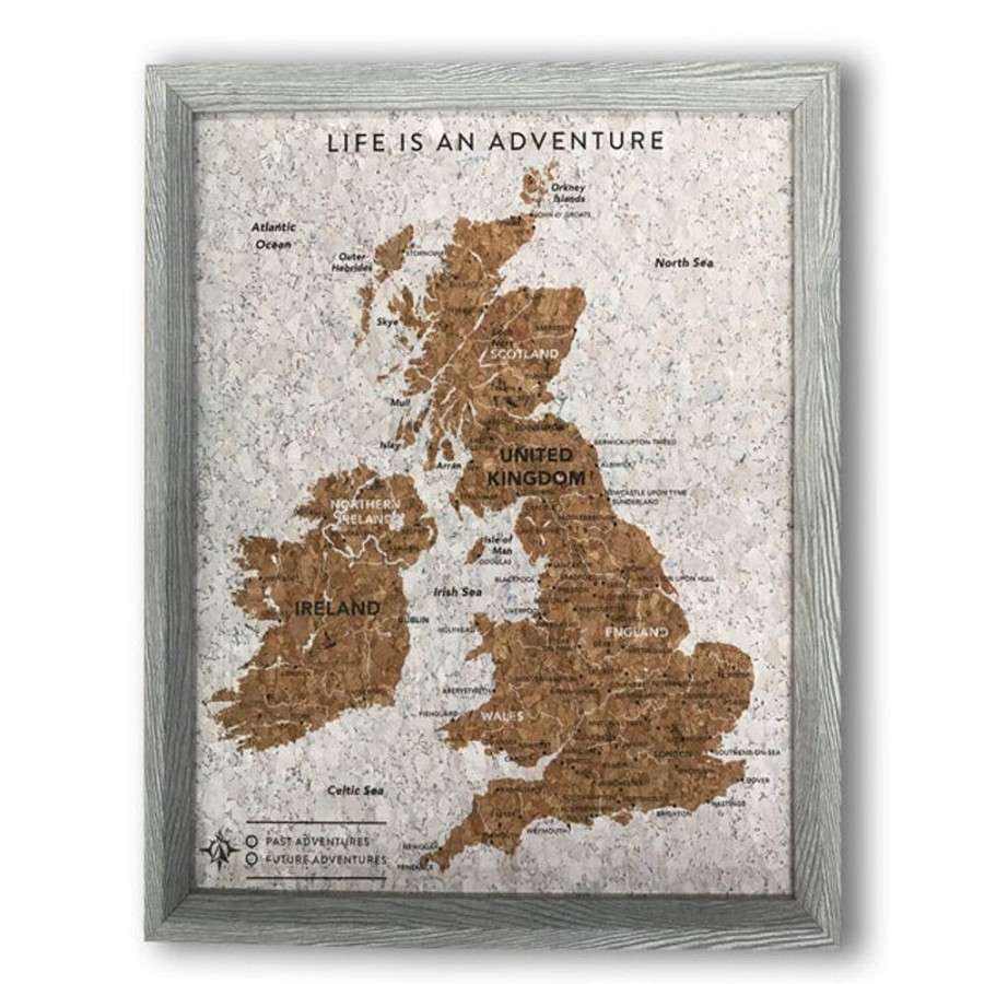 Homeware Splosh Travel Boards | Splosh Travel Board Small - Uk Map - Grey