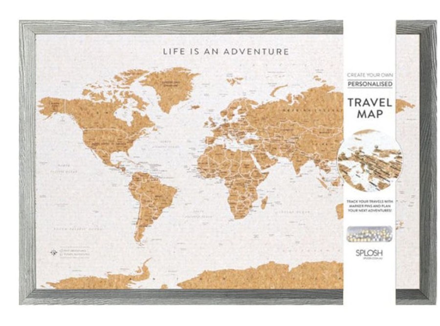 Homeware Splosh Travel Boards | Splosh Travel Map Small World Map Grey