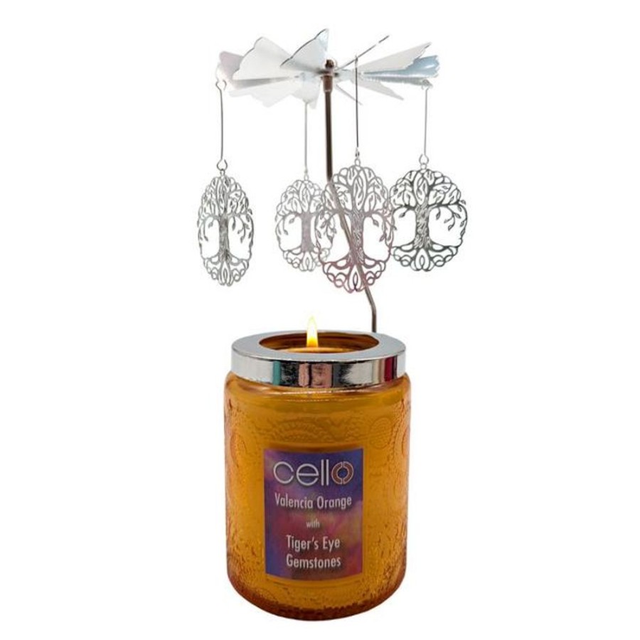 Home Fragrance Cello Gemstone Candles | Cello Gemstone Candle With Spinner - Tiger'S Eye