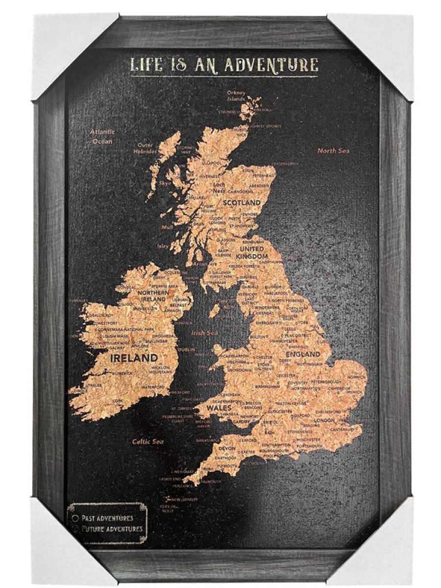 Homeware Splosh Travel Boards | Splosh Travel Map - Uk & Ireland Map - Small - Black