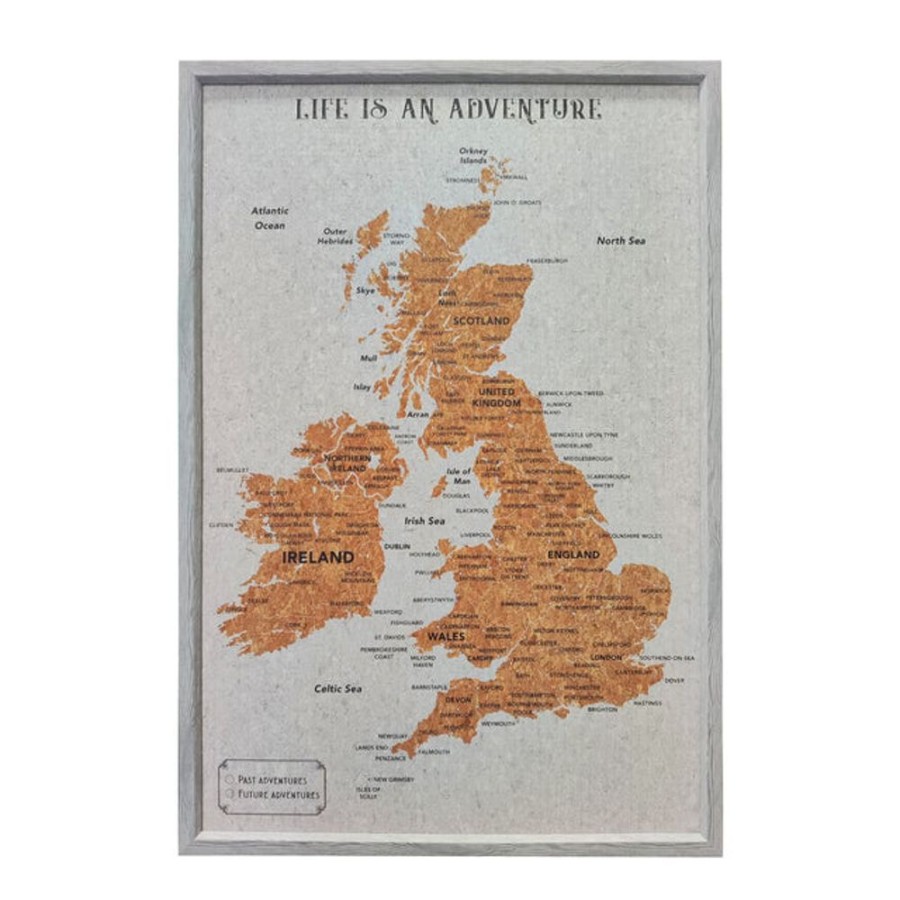 Homeware Splosh Travel Boards | Splosh Travel Map - Uk & Ireland Map - Large - Grey