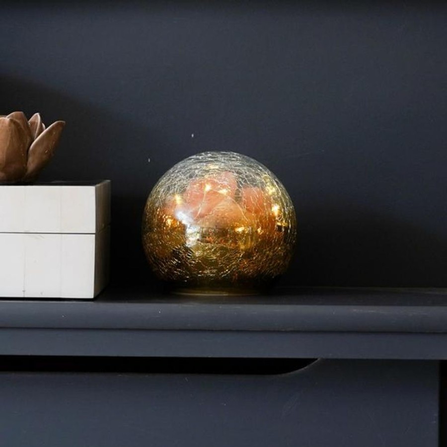 Homeware The Salt Of Life Himalayan Salt Lamps | The Salt Of Life - Crackle Ball - Golden