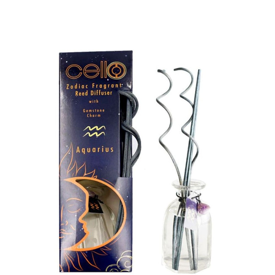 Home Fragrance Cello Reed Diffusers | Cello Zodiac Reed Diffuser - Aquarius With Amethyst Gem