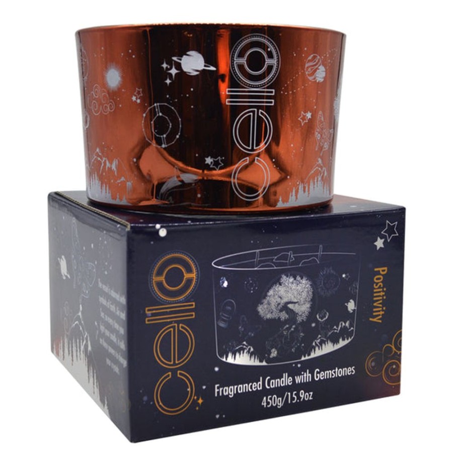 Homeware Cello Celestial Lamps | Large Positivity Gemstone Candle With Citrine Quartz