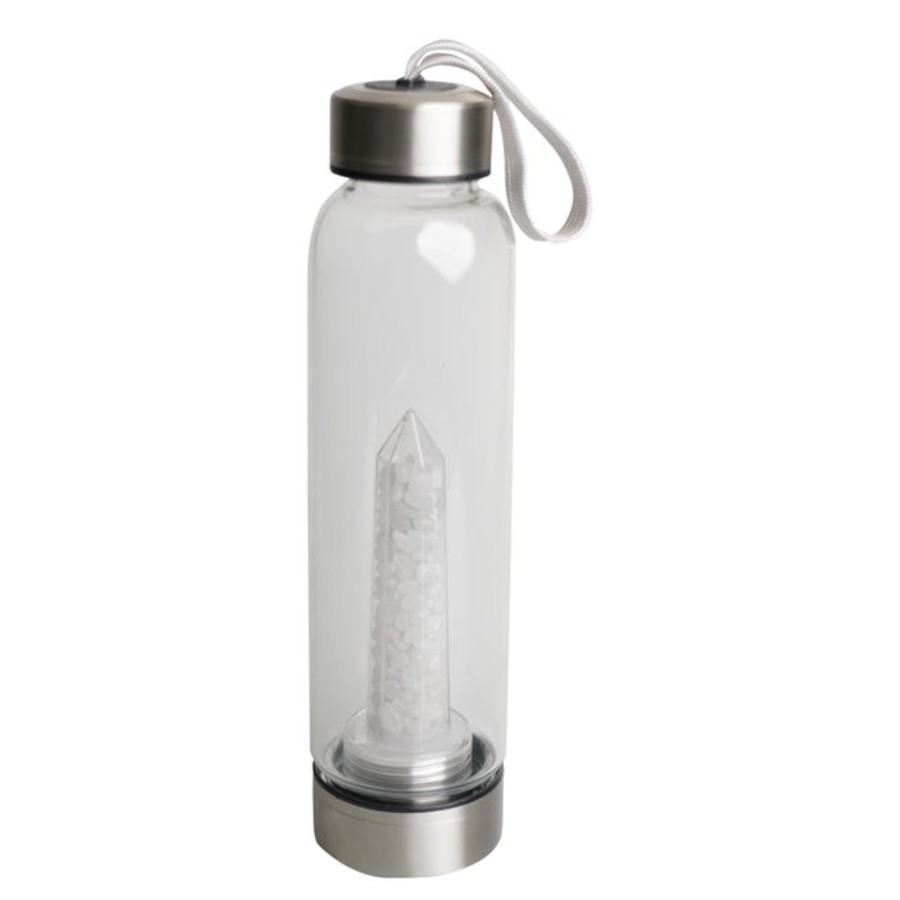 Homeware Cello Gemstone Drinking Flasks | Stainless Steel Crystal Drinking Flask - Quartz Chips