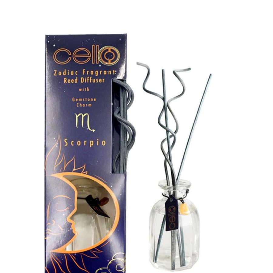 Home Fragrance Cello Reed Diffusers | Cello Zodiac Reed Diffuser - Scorpio With Citrine Gem